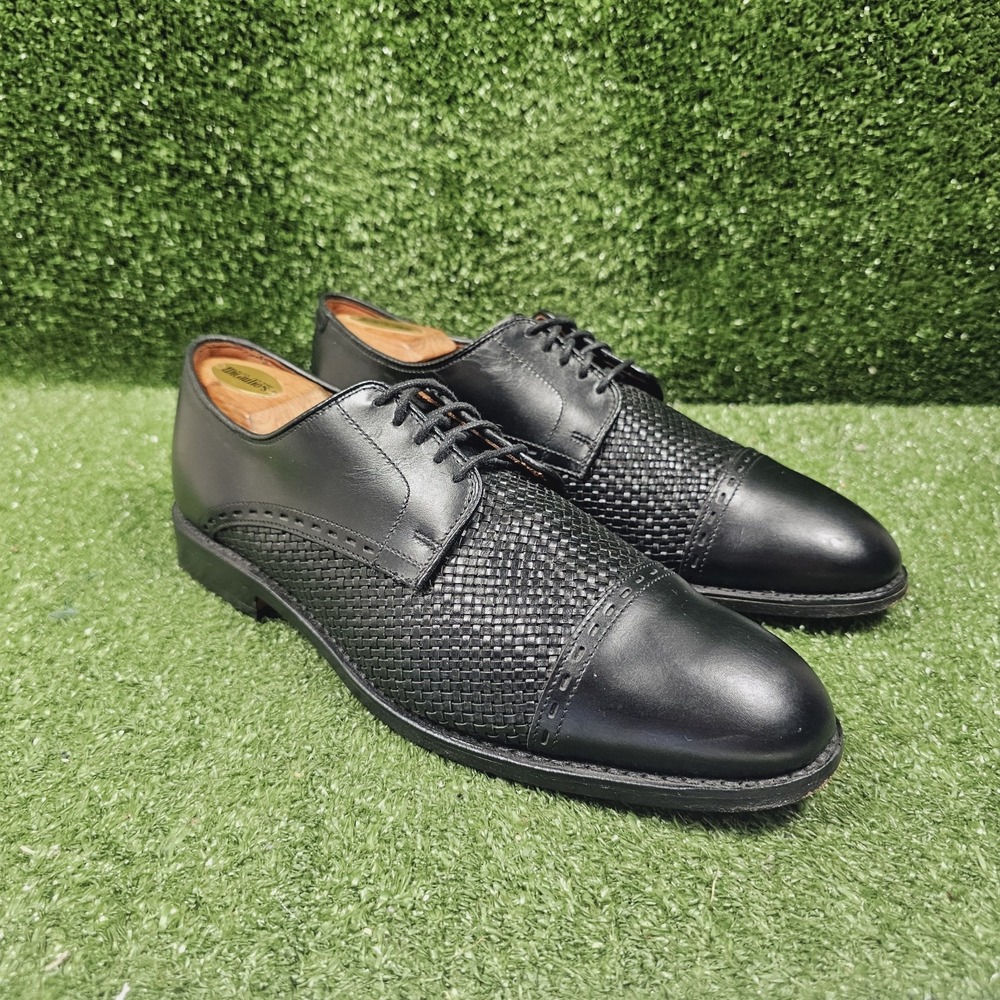 Allen Edmonds New Orleans Black Cap Toe Woven Leather Dress Shoes Mens Size 9 D